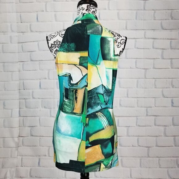 La Squadra zip front sleeveless geo print top sz s - Picture 8 of 8